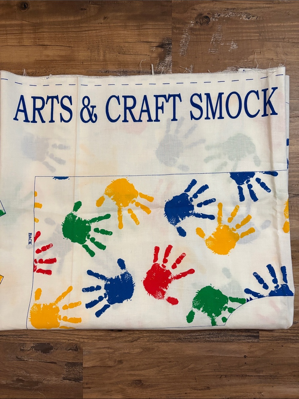 Set of 2 New Kids Art Smocks. Multicolored Handprint Patterns ready to sew.